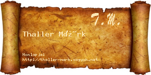 Thaller Márk névjegykártya